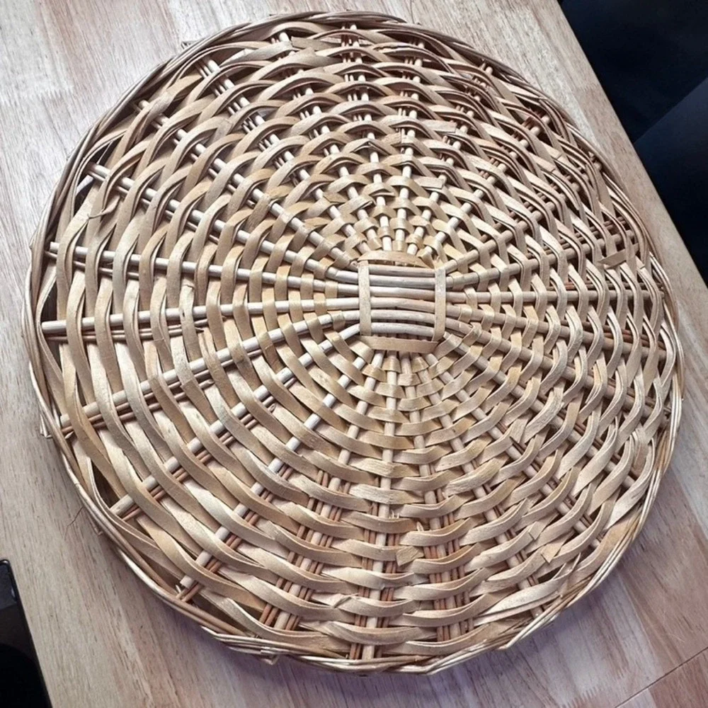 Large 18 Inch Round Wicker Rattan Woven Wall Hanging Basket Tray Boho Farmhouse
